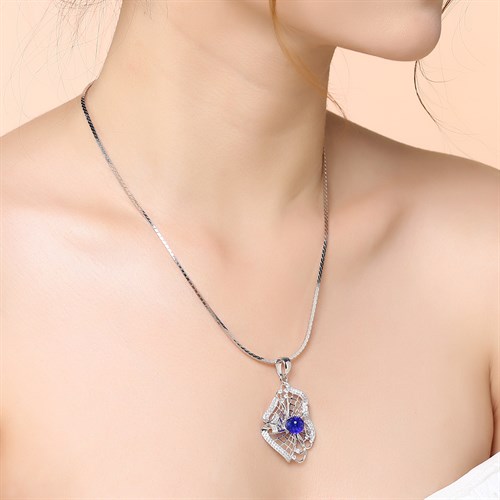 Mặt Dây Chuyền Bạc Nữ Đính Đá Mạ Vàng Trắng AvaJi AVJ.P000016.00 Màu Bạc