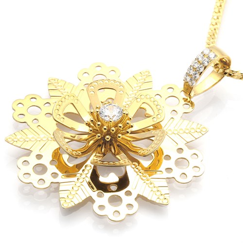 Mặt Dây Chuyền Bạc Nữ Đính Đá Mạ Vàng 18K AvaJi AVJ.P000020.00 Màu Vàng