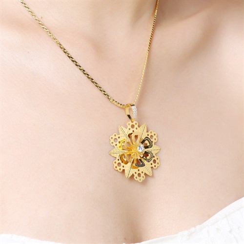 Mặt Dây Chuyền Bạc Nữ Đính Đá Mạ Vàng 18K AvaJi AVJ.P000020.00 Màu Vàng