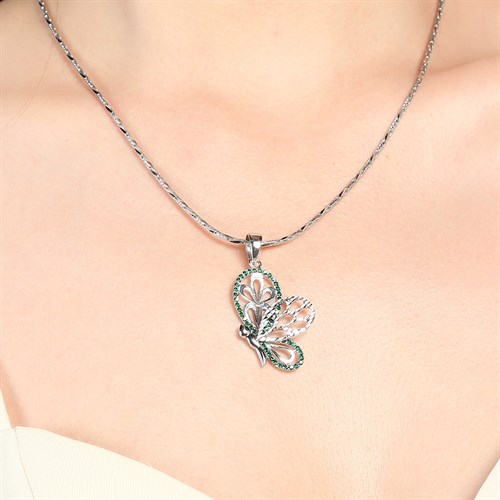 Mặt Dây Chuyền Bạc Nữ Đính Đá Mạ Vàng Trắng AvaJi AVJ.P000026.00 Màu Bạc