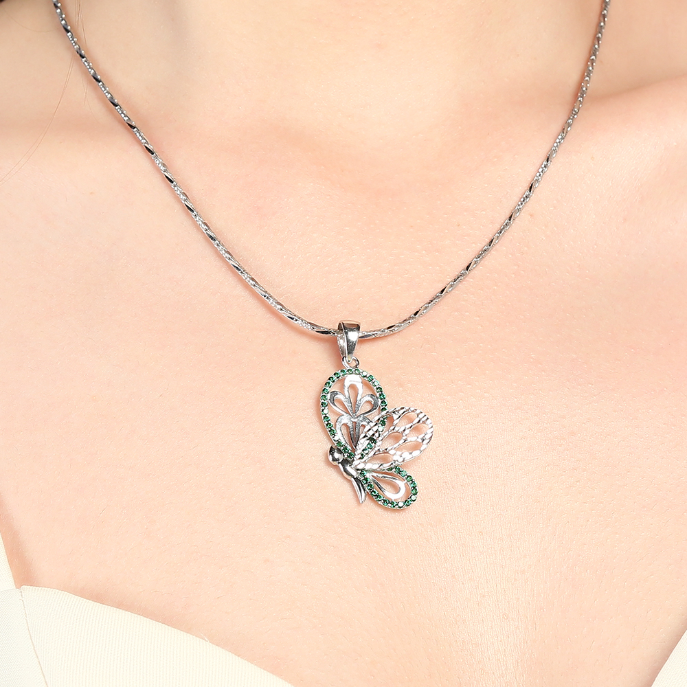 Mặt Dây Chuyền Bạc Nữ Đính Đá Mạ Vàng Trắng AvaJi AVJ.P000026.00 Màu Bạc
