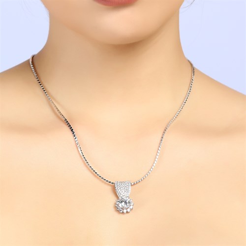 Mặt Dây Chuyền Bạc Nữ Đính Đá Mạ Vàng Trắng AvaJi AVJ.P000030.00 Màu Bạc