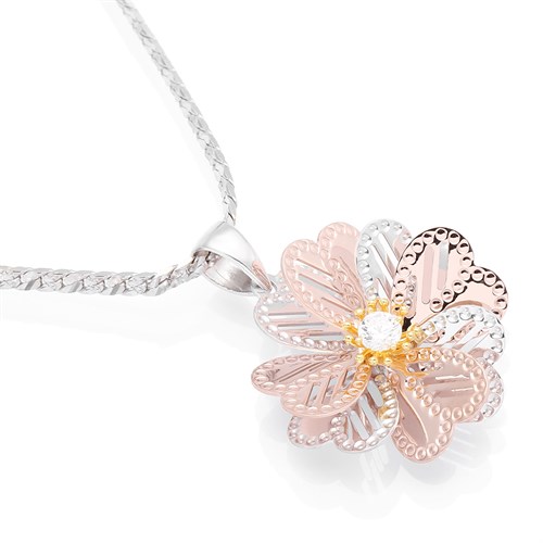 Mặt Dây Chuyền Bạc Nữ Đính Đá Mạ Vàng 18K AvaJi AVJ.P000037.00 Màu Vàng