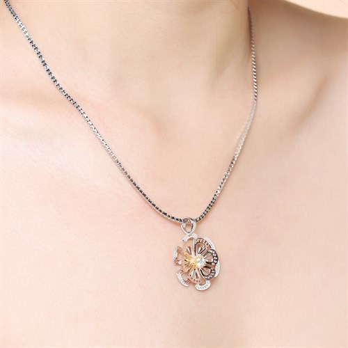 Mặt Dây Chuyền Bạc Nữ Đính Đá Mạ Vàng Trắng AvaJi AVJ.P000038.00 Màu Bạc