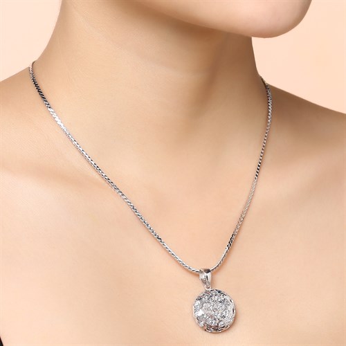 Mặt Dây Chuyền Bạc Nữ Đính Đá Mạ Vàng Trắng AvaJi AVJ.P000044.00 Màu Bạc