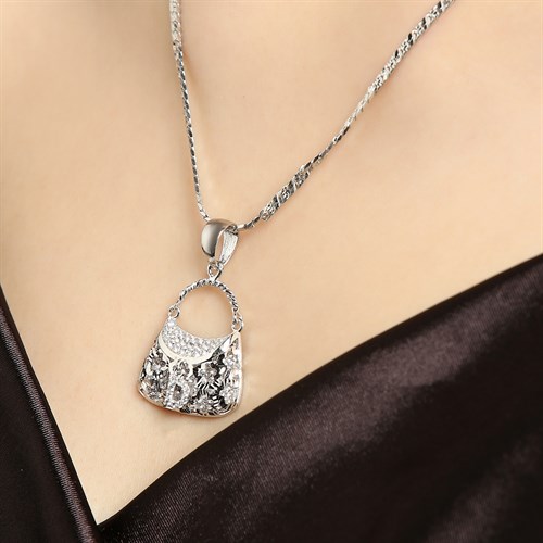 Mặt Dây Chuyền Bạc Nữ Đính Đá Mạ Vàng Trắng AvaJi AVJ.P000046.00 Màu Bạc