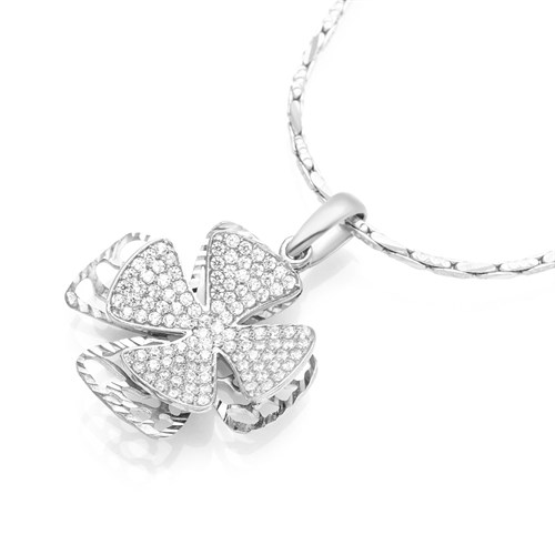 Mặt Dây Chuyền Bạc Nữ Đính Đá Mạ Vàng Trắng AvaJi AVJ.P000056.00 Màu Bạc