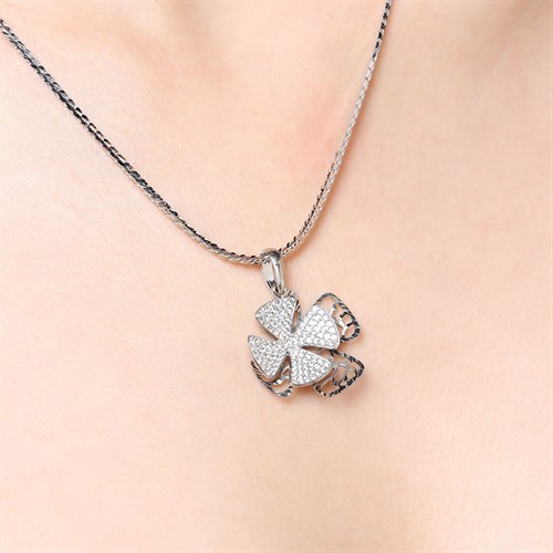 Mặt Dây Chuyền Bạc Nữ Đính Đá Mạ Vàng Trắng AvaJi AVJ.P000056.00 Màu Bạc