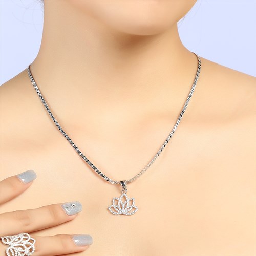 Mặt Dây Chuyền Bạc Nữ Đính Đá Mạ Vàng Trắng AvaJi AVJ.P000057.00 Màu Bạc