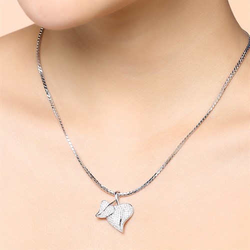 Mặt Dây Chuyền Bạc Nữ Đính Đá Mạ Vàng Trắng AvaJi AVJ.P000060.00 Màu Bạc