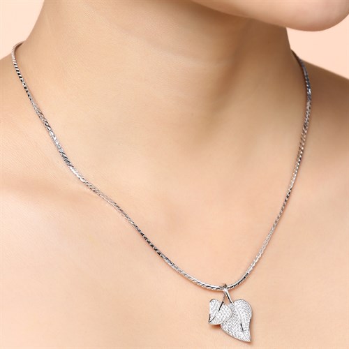 Mặt Dây Chuyền Bạc Nữ Đính Đá Mạ Vàng Trắng AvaJi AVJ.P000060.00 Màu Bạc