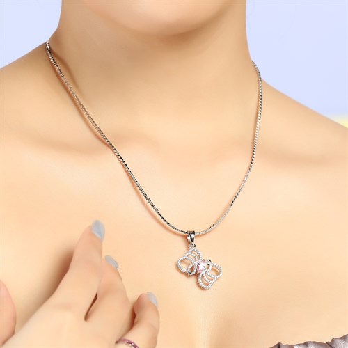 Mặt Dây Chuyền Bạc Nữ Đính Đá Mạ Vàng Trắng AvaJi AVJ.P000063.00 Màu Bạc