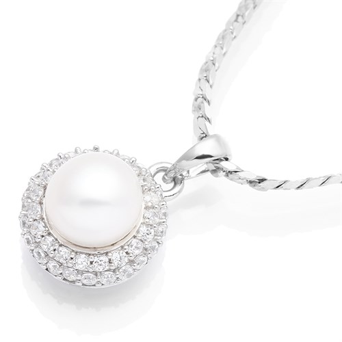 Mặt Dây Chuyền Bạc Nữ Ngọc Trai Mạ Vàng Trắng AvaJi AVJ.P000064.00 Màu Bạc