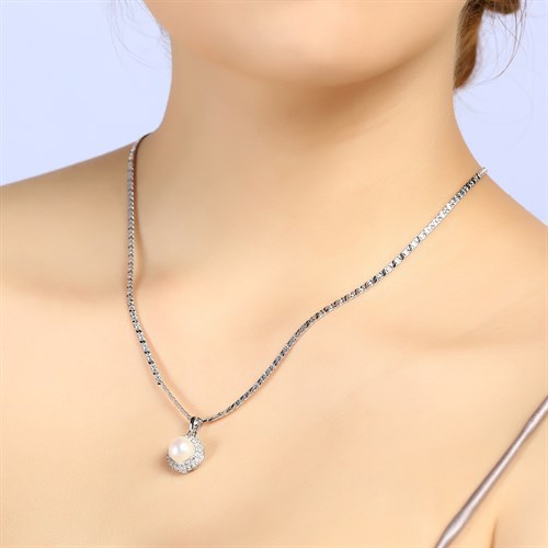 Mặt Dây Chuyền Bạc Nữ Ngọc Trai Mạ Vàng Trắng AvaJi AVJ.P000064.00 Màu Bạc