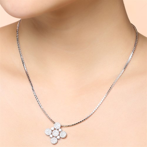 Mặt Dây Chuyền Bạc Nữ Đính Đá Mạ Vàng Trắng AvaJi AVJ.P000068.00 Màu Bạc