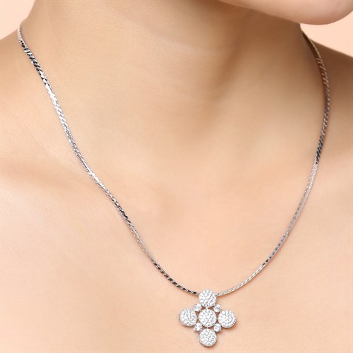 Mặt Dây Chuyền Bạc Nữ Đính Đá Mạ Vàng Trắng AvaJi AVJ.P000068.00 Màu Bạc