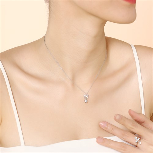 Dây Chuyền Hợp Kim Nữ Đính Đá AvaJi AVJ.N000267.00 Màu Bạc