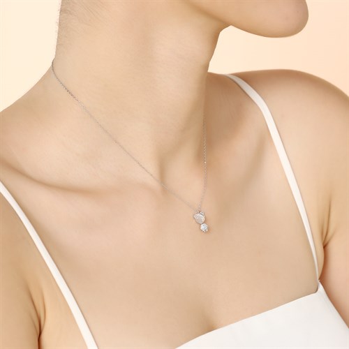 Dây Chuyền Hợp Kim Nữ Đính Đá AvaJi AVJ.N000267.00 Màu Bạc