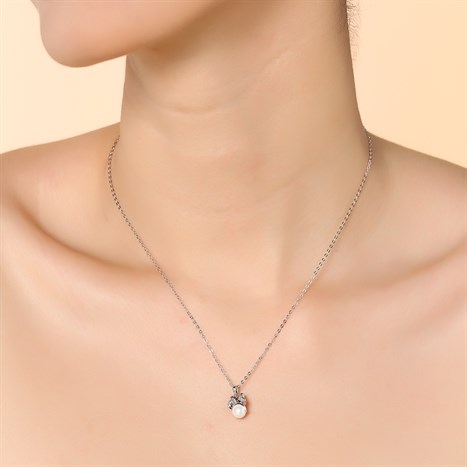 Dây Chuyền Hợp Kim Nữ Đính Đá AvaJi AVJ.N000268.00 Màu Bạc