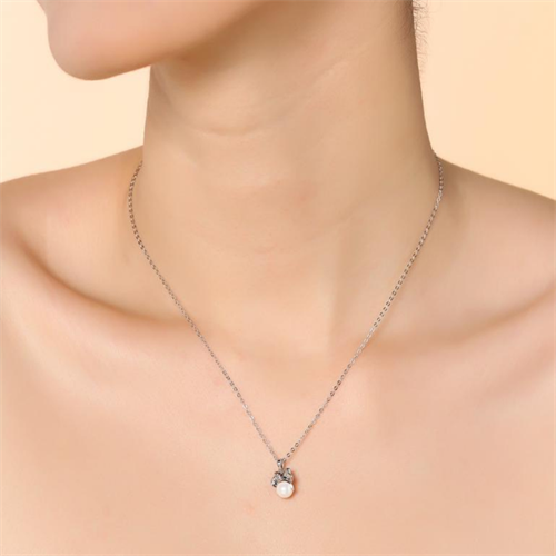 Dây Chuyền Hợp Kim Nữ Đính Đá AvaJi AVJ.N000268.00 Màu Bạc