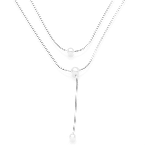 Dây Chuyền Hợp Kim Nữ Đính Đá AvaJi AVJ.N000278.00 Màu Bạc