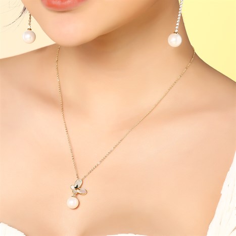 Dây Chuyền Hợp Kim Nữ Ngọc Trai AvaJi AVJ.N000300.00 Màu Vàng