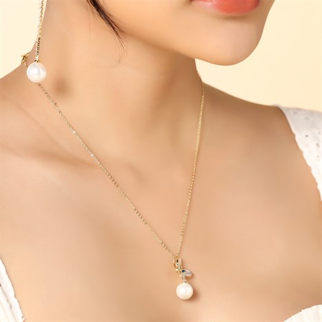 Dây Chuyền Hợp Kim Nữ Ngọc Trai AvaJi AVJ.N000300.00 Màu Vàng