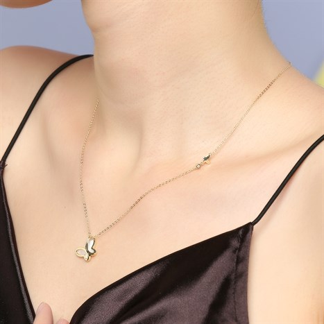 Dây Chuyền Hợp Kim Nữ Đính Đá AvaJi AVJ.N000306.00 Màu Vàng