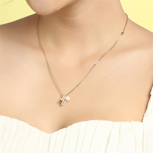 Dây Chuyền Hợp Kim Nữ Ngọc Trai AvaJi AVJ.N000308.00 Màu Vàng