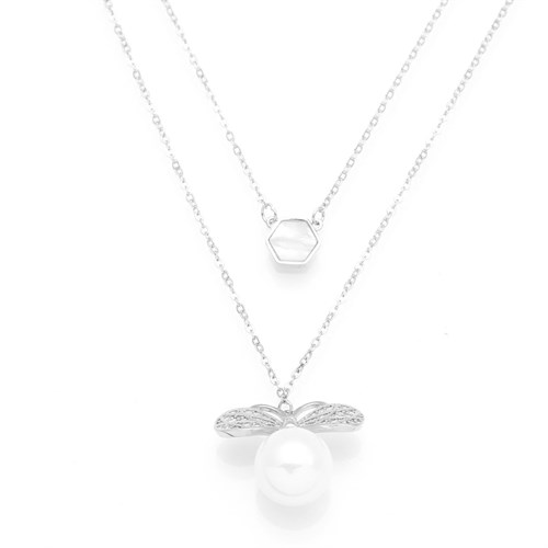 Dây Chuyền Hợp Kim Nữ Ngọc Trai AvaJi AVJ.N000309.00 Màu Bạc