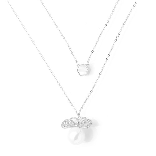 Dây Chuyền Hợp Kim Nữ Ngọc Trai AvaJi AVJ.N000309.00 Màu Bạc