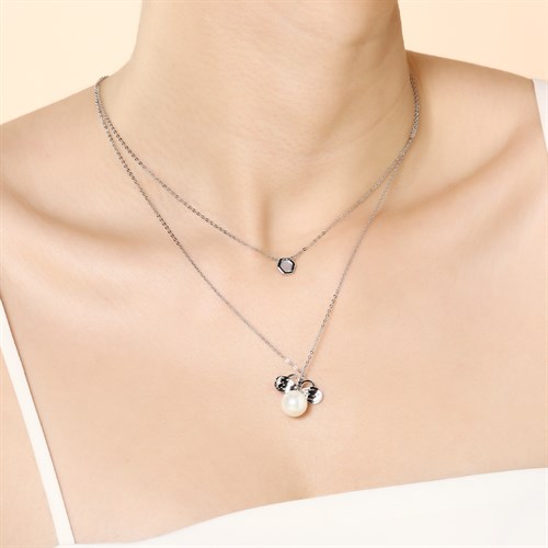 Dây Chuyền Hợp Kim Nữ Ngọc Trai AvaJi AVJ.N000309.00 Màu Bạc
