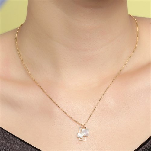 Dây Chuyền Hợp Kim Nữ Đính Đá AvaJi AVJ.N000314.00 Màu Vàng