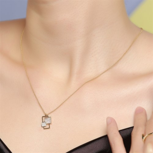 Dây Chuyền Hợp Kim Nữ Đính Đá AvaJi AVJ.N000314.00 Màu Vàng