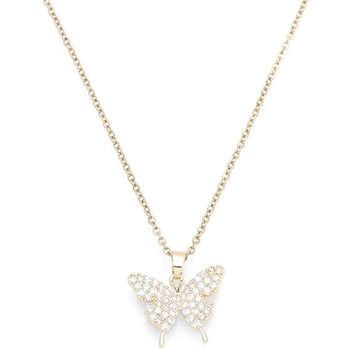 Dây Chuyền Hợp Kim Nữ Đính Đá AvaJi AVJ.N000315.00 Màu Vàng