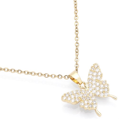 Dây Chuyền Hợp Kim Nữ Đính Đá AvaJi AVJ.N000315.00 Màu Vàng