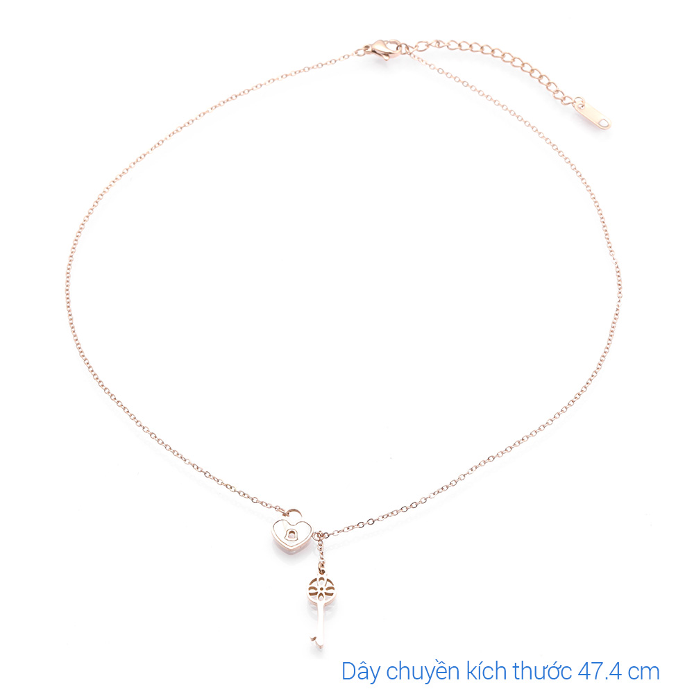 Dây Chuyền Hợp Kim Nữ Đính Đá AvaJi AVJ.N000316.00 Màu Vàng Hồng