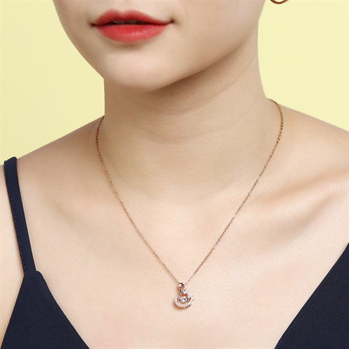 Dây Chuyền Hợp Kim Nữ Đính Đá AvaJi AVJ.N000325.00 Màu Vàng Hồng