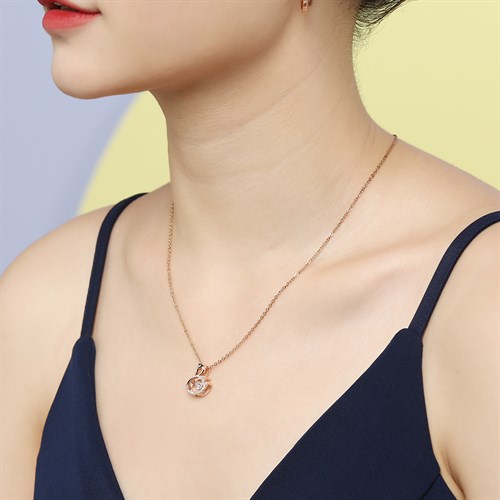 Dây Chuyền Hợp Kim Nữ Đính Đá AvaJi AVJ.N000325.00 Màu Vàng Hồng