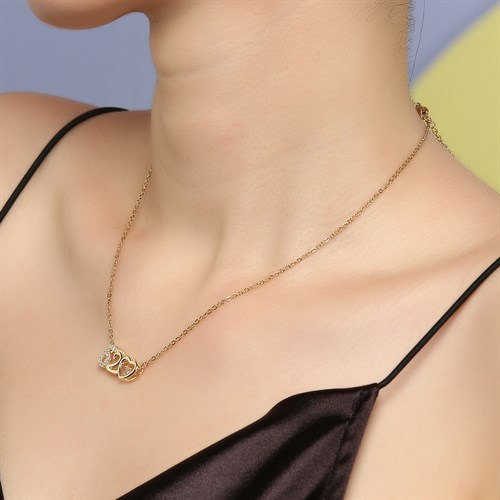 Dây Chuyền Hợp Kim Nữ Đính Đá AvaJi AVJ.N000326.00 Màu Vàng