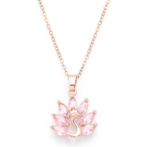 Dây Chuyền Hợp Kim Nữ Đính Đá AvaJi AVJ.N000327.00 Màu Vàng Hồng