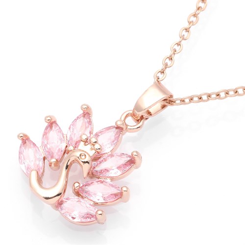 Dây Chuyền Hợp Kim Nữ Đính Đá AvaJi AVJ.N000327.00 Màu Vàng Hồng