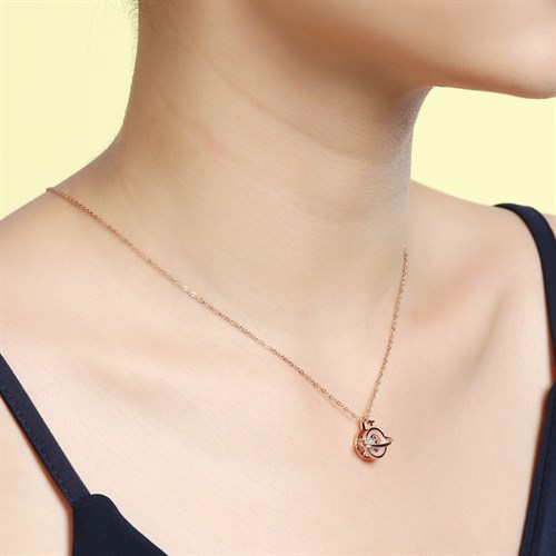 Dây Chuyền Hợp Kim Nữ Đính Đá AvaJi AVJ.N000331.00 Màu Vàng Hồng