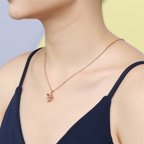 Dây Chuyền Hợp Kim Nữ Đính Đá AvaJi AVJ.N000332.00 Màu Vàng Hồng