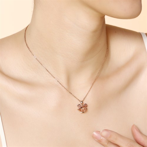 Dây Chuyền Hợp Kim Nữ Đính Đá AvaJi AVJ.N000344.00 Màu Vàng Hồng