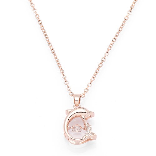 Dây Chuyền Hợp Kim Nữ Đính Đá AvaJi AVJ.N000345.00 Màu Vàng Hồng