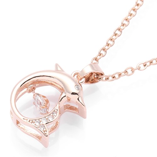 Dây Chuyền Hợp Kim Nữ Đính Đá AvaJi AVJ.N000345.00 Màu Vàng Hồng