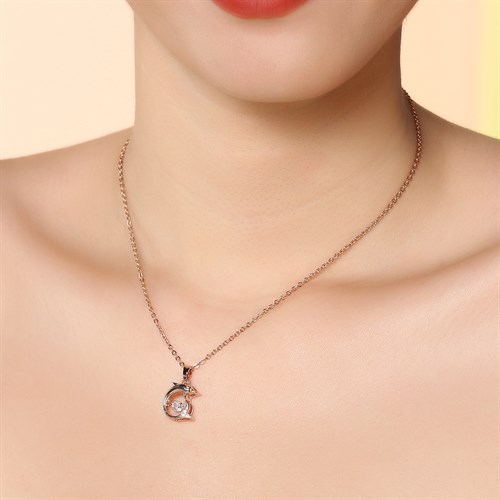 Dây Chuyền Hợp Kim Nữ Đính Đá AvaJi AVJ.N000345.00 Màu Vàng Hồng