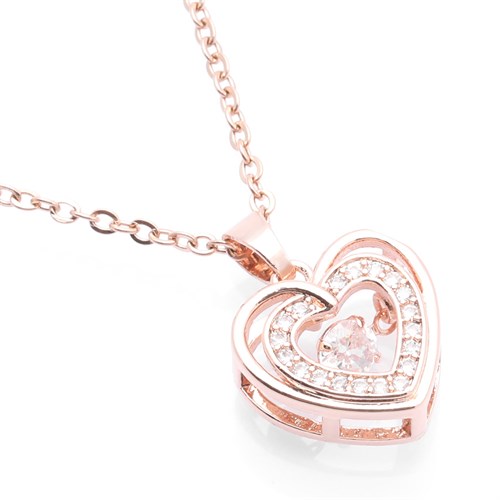 Dây Chuyền Hợp Kim Nữ Đính Đá AvaJi AVJ.N000346.00 Màu Vàng Hồng