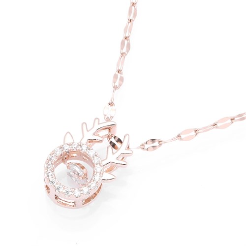 Dây Chuyền Hợp Kim Nữ Đính Đá AvaJi AVJ.N000348.00 Màu Vàng Hồng